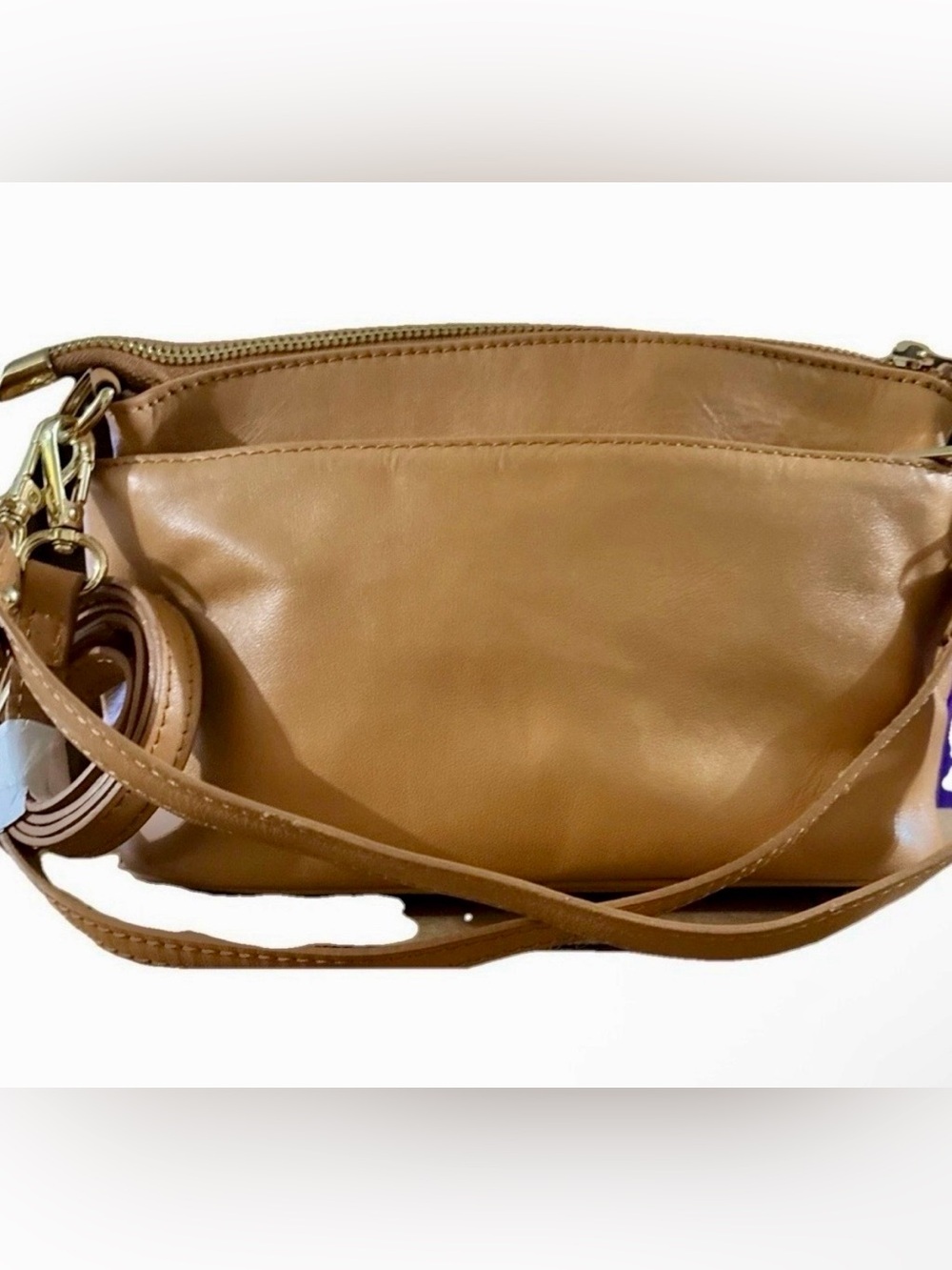 Divina  Firenze Tan Leather Crossbody Shoulder Bag